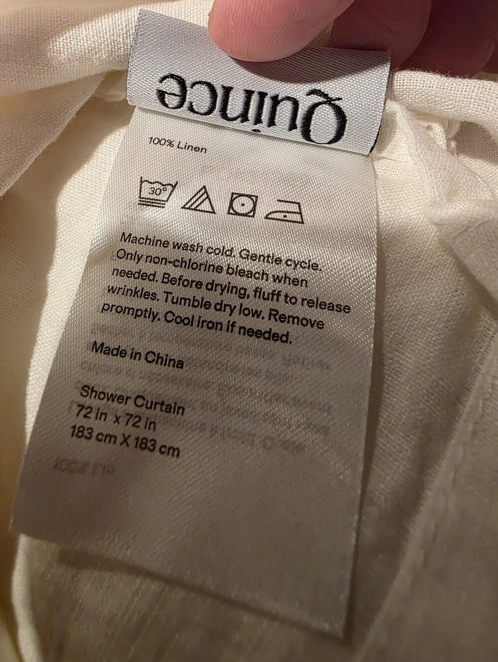 Quince European Linen Shower Curtain - White